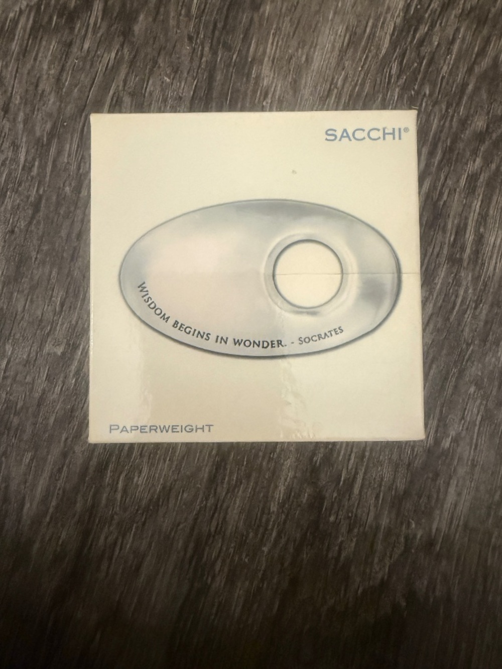 SACCHI Silver Pewter Paperweight Wisdom Begins In Wonder Socrates